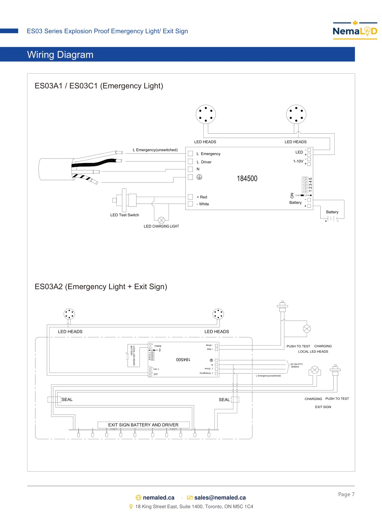 ES03 Emergency Light / Exit Sign spec sheet — page 7 of 10