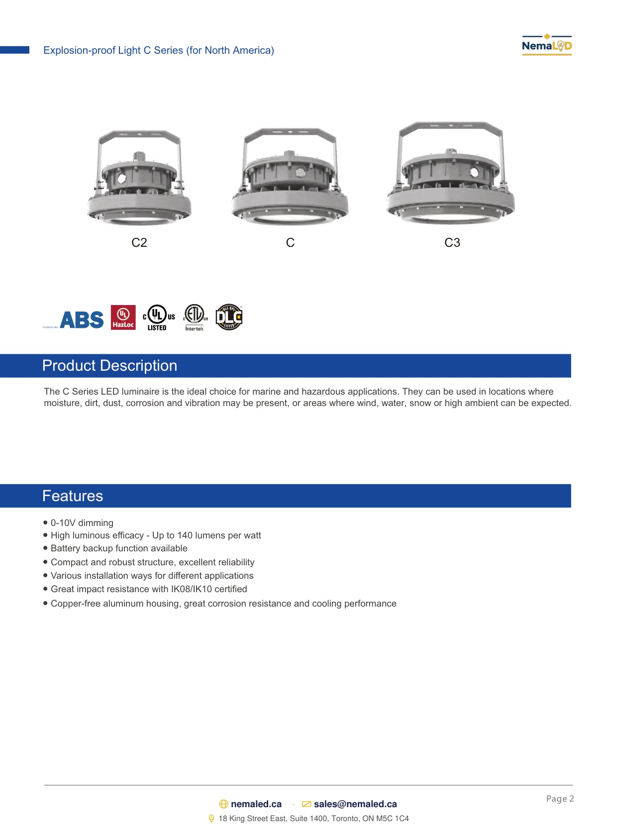 EX-C High Bay spec sheet — page 2 of 11