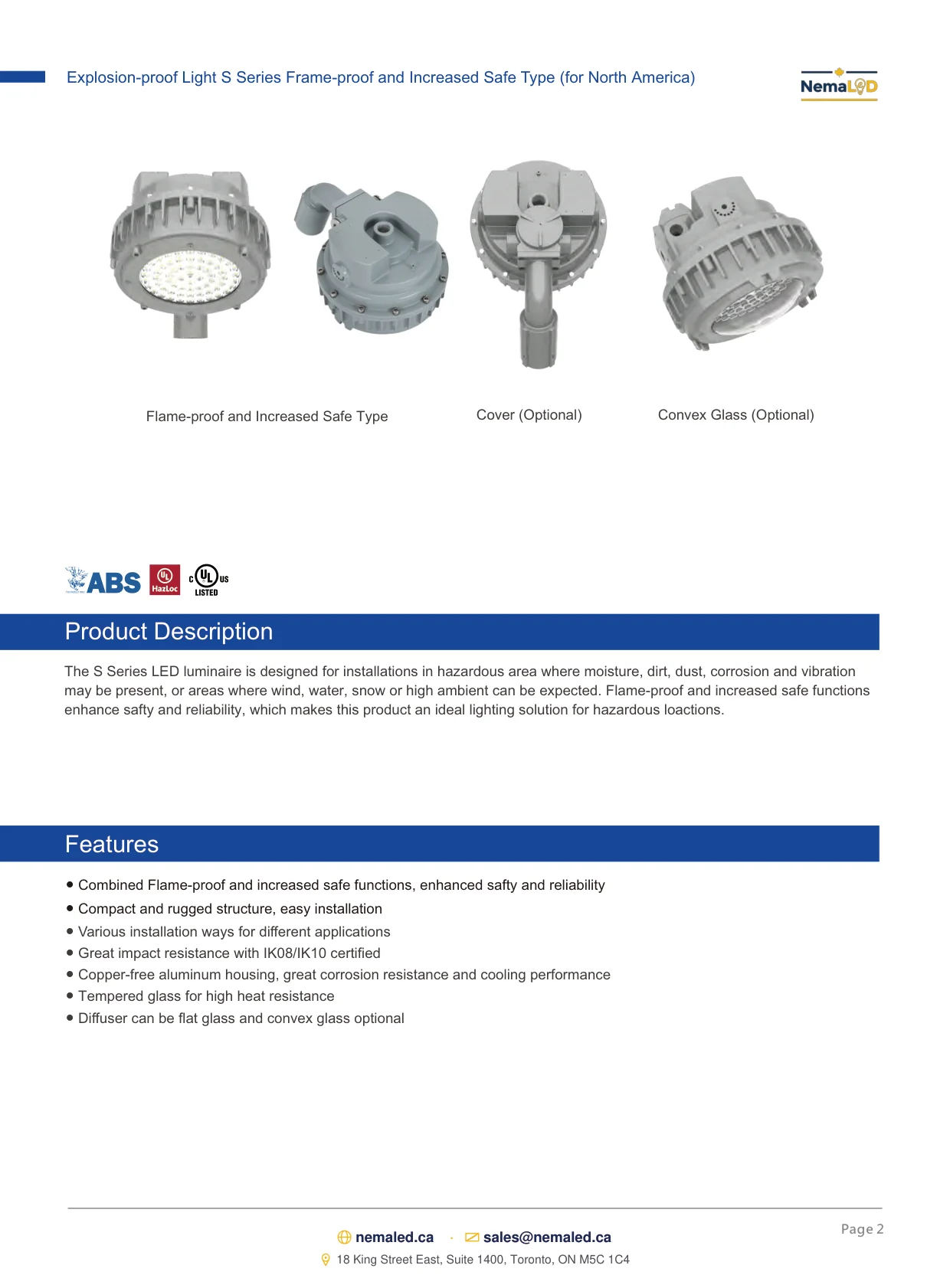 EX-S High Bay spec sheet — page 2 of 8