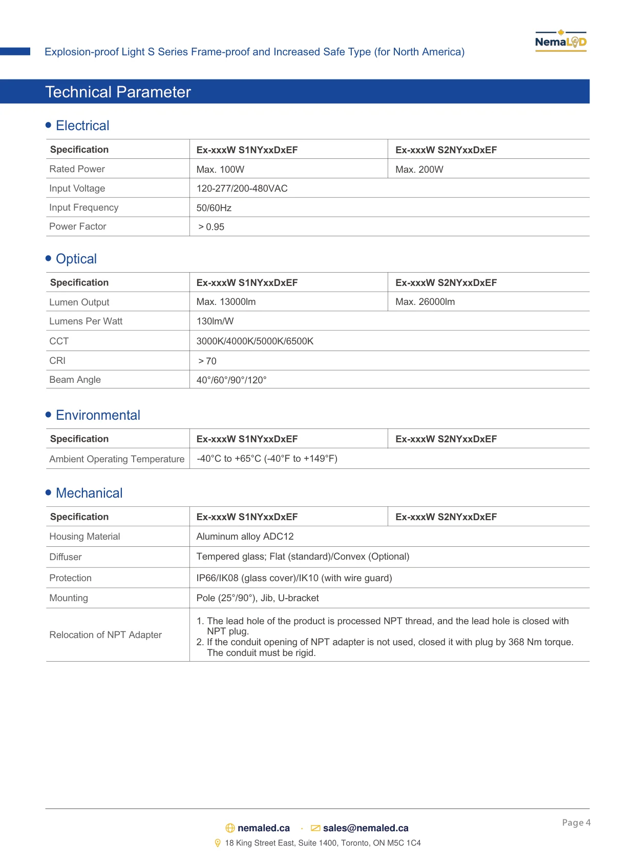 EX-S High Bay spec sheet — page 4 of 8