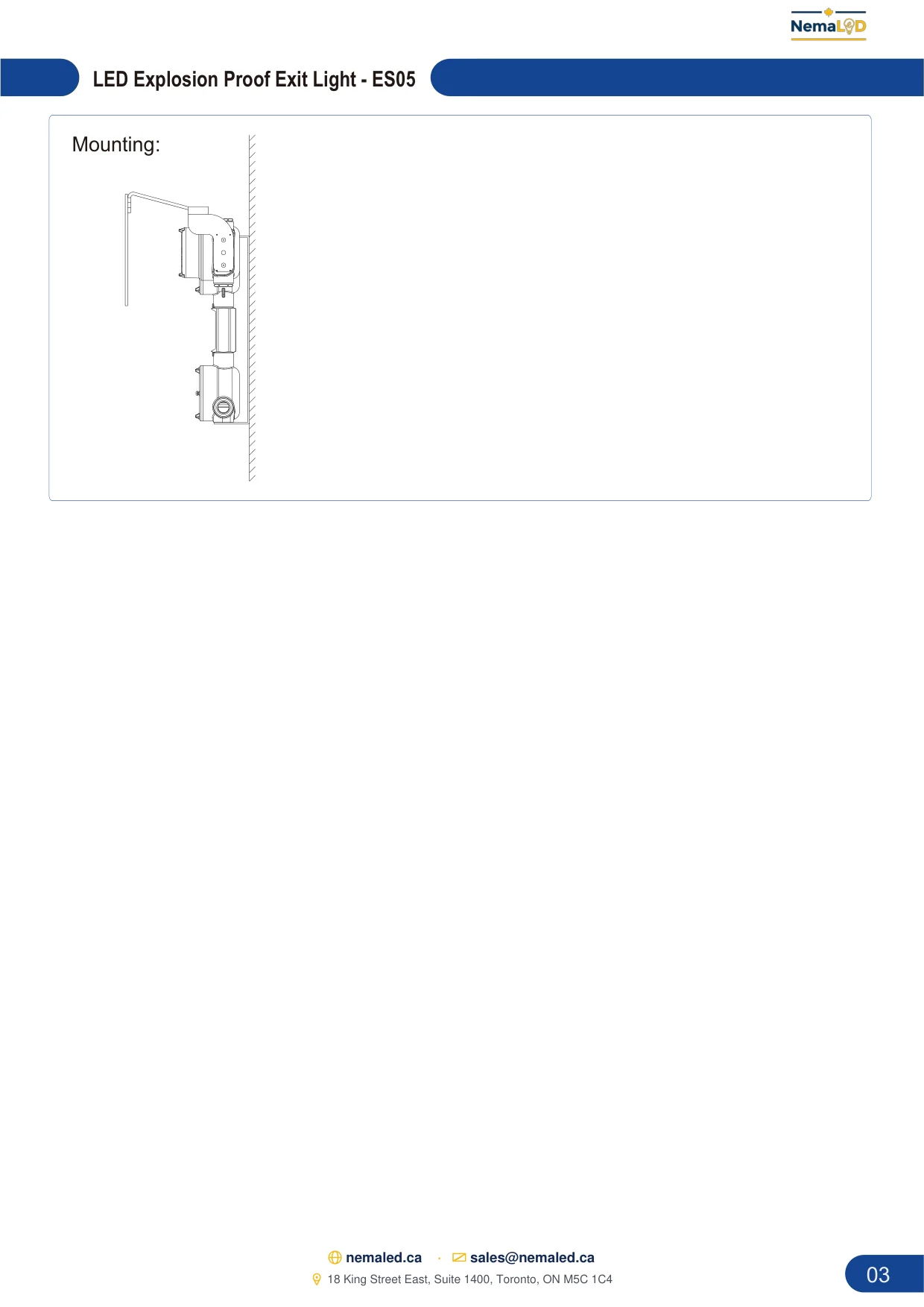 ES05 Exit Sign spec sheet — page 4 of 4