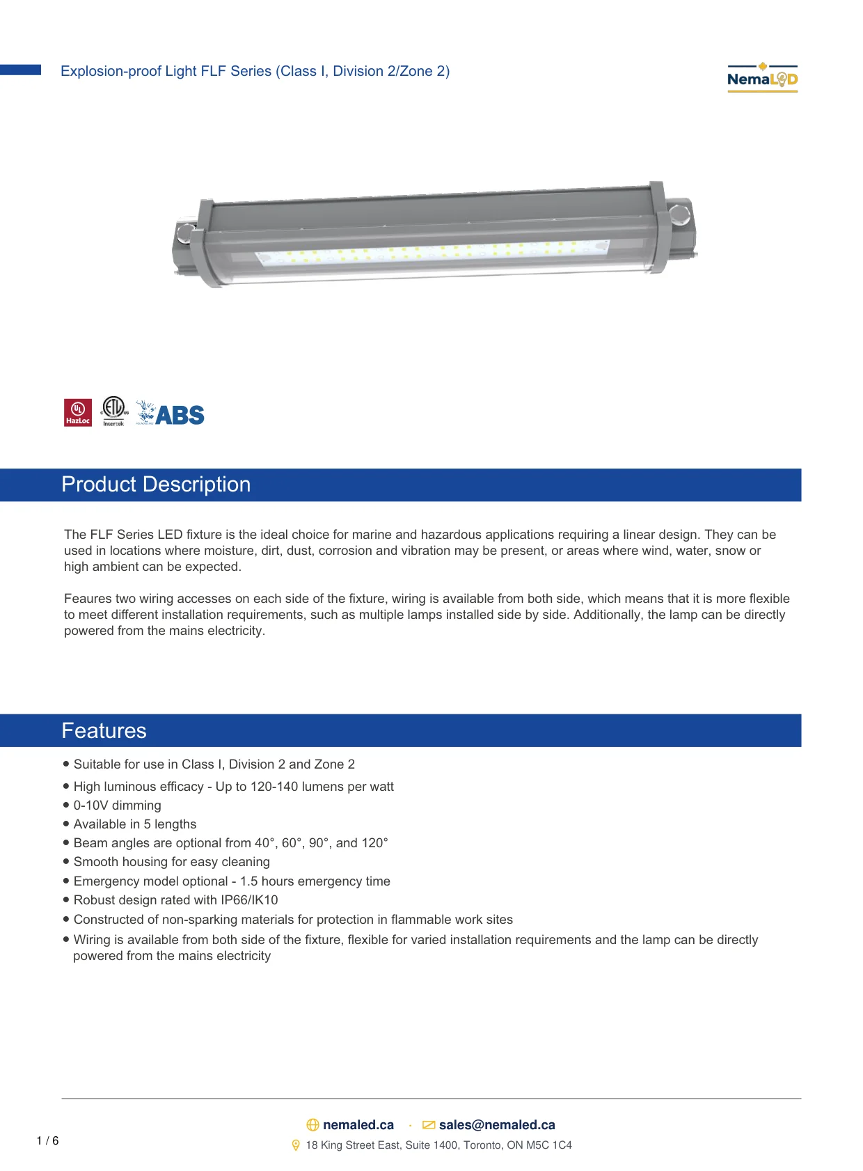 FLF Linear spec sheet — page 2 of 7