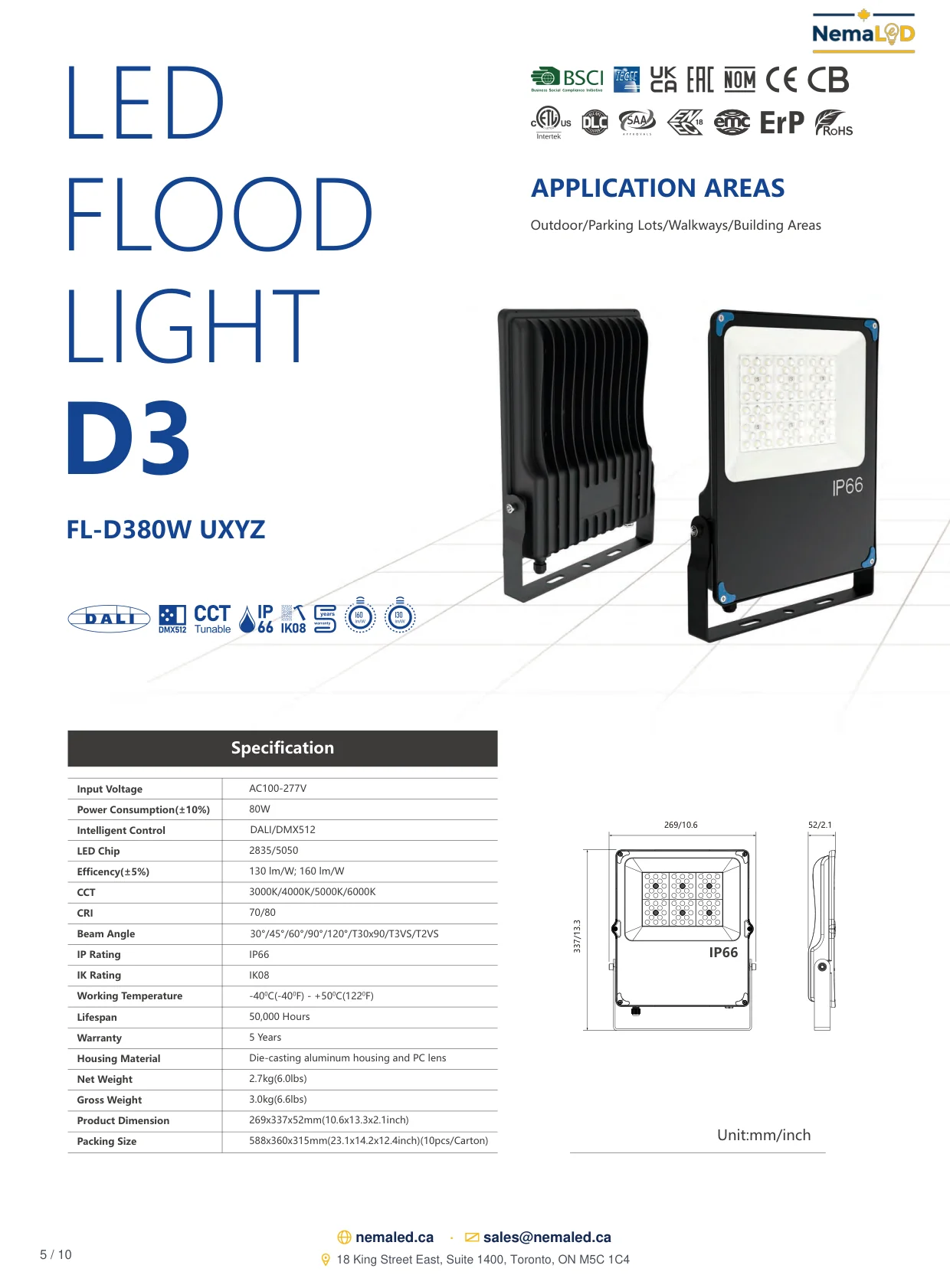 FL-D Industrial Flood Light spec sheet — page 5 of 10