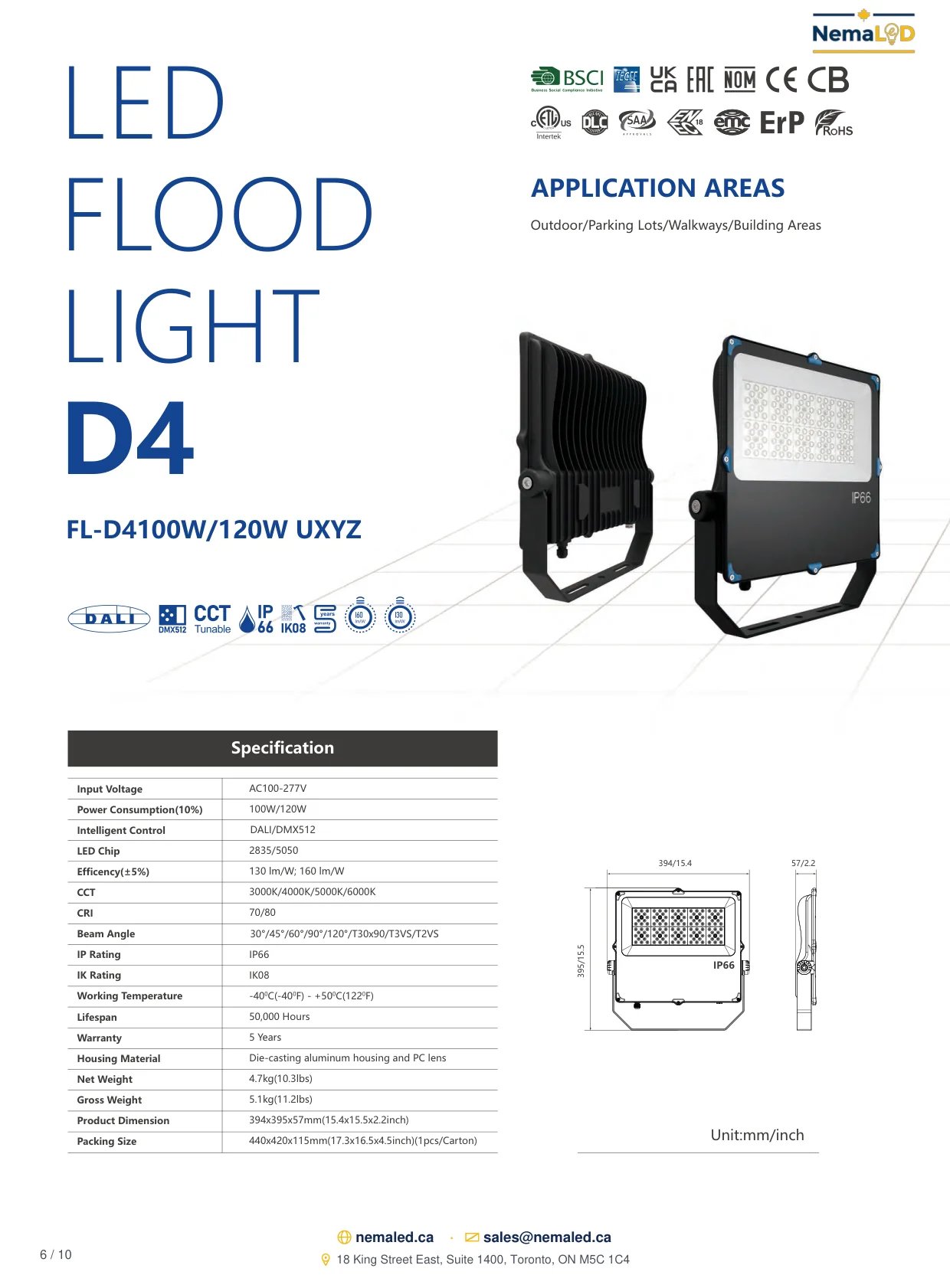 FL-D Industrial Flood Light spec sheet — page 6 of 10