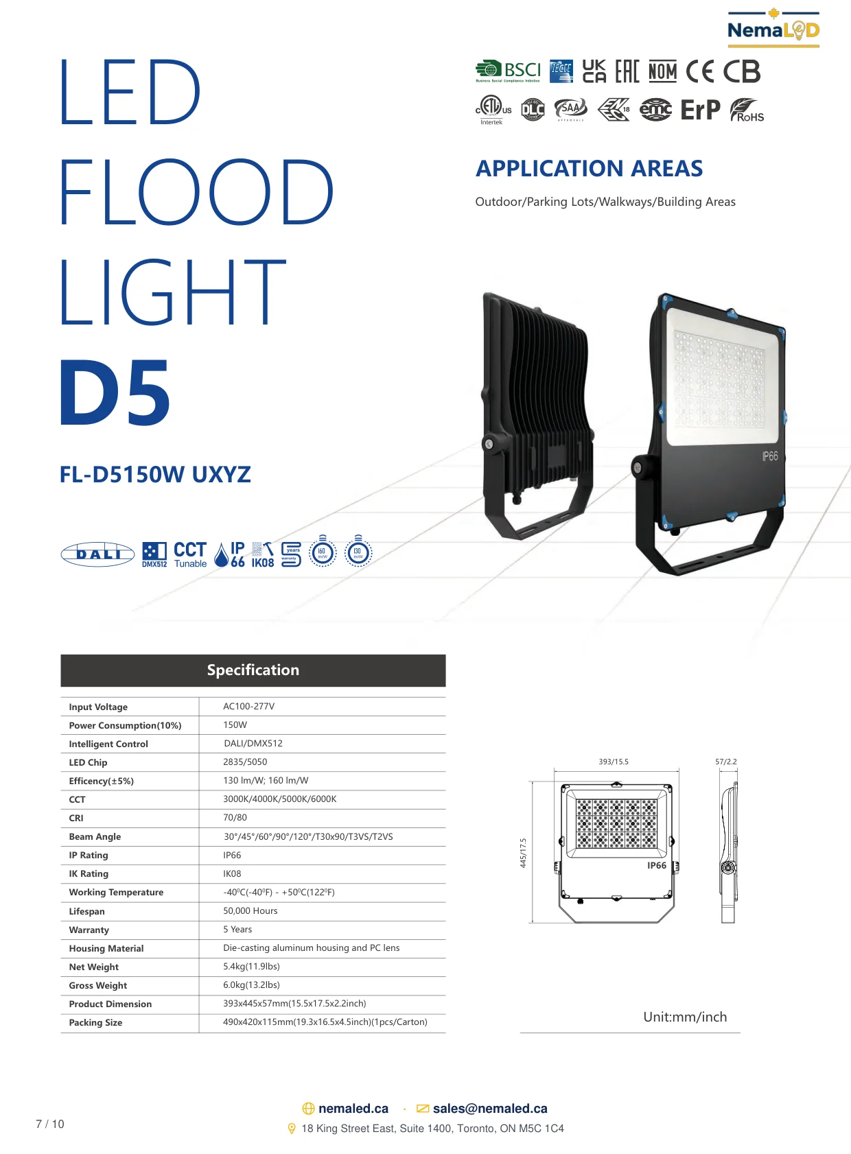 FL-D Industrial Flood Light spec sheet — page 7 of 10