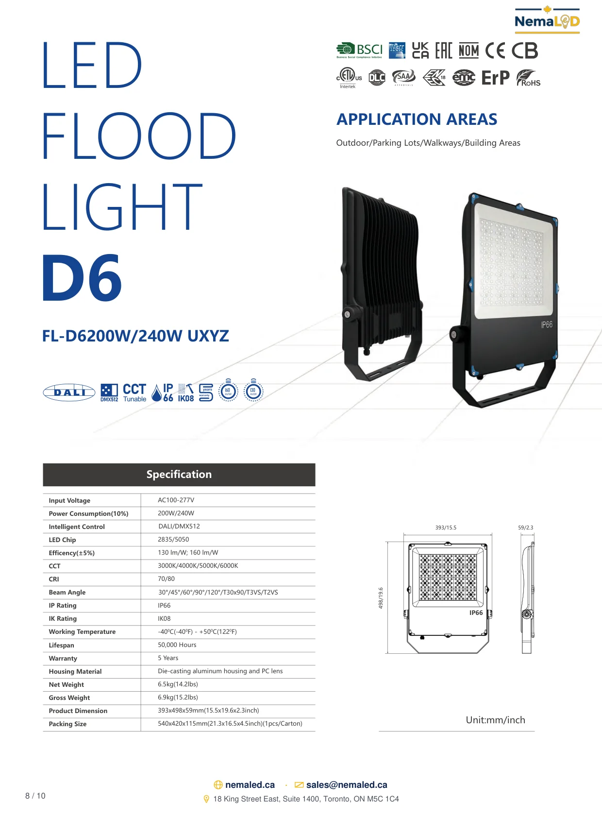 FL-D Industrial Flood Light spec sheet — page 8 of 10
