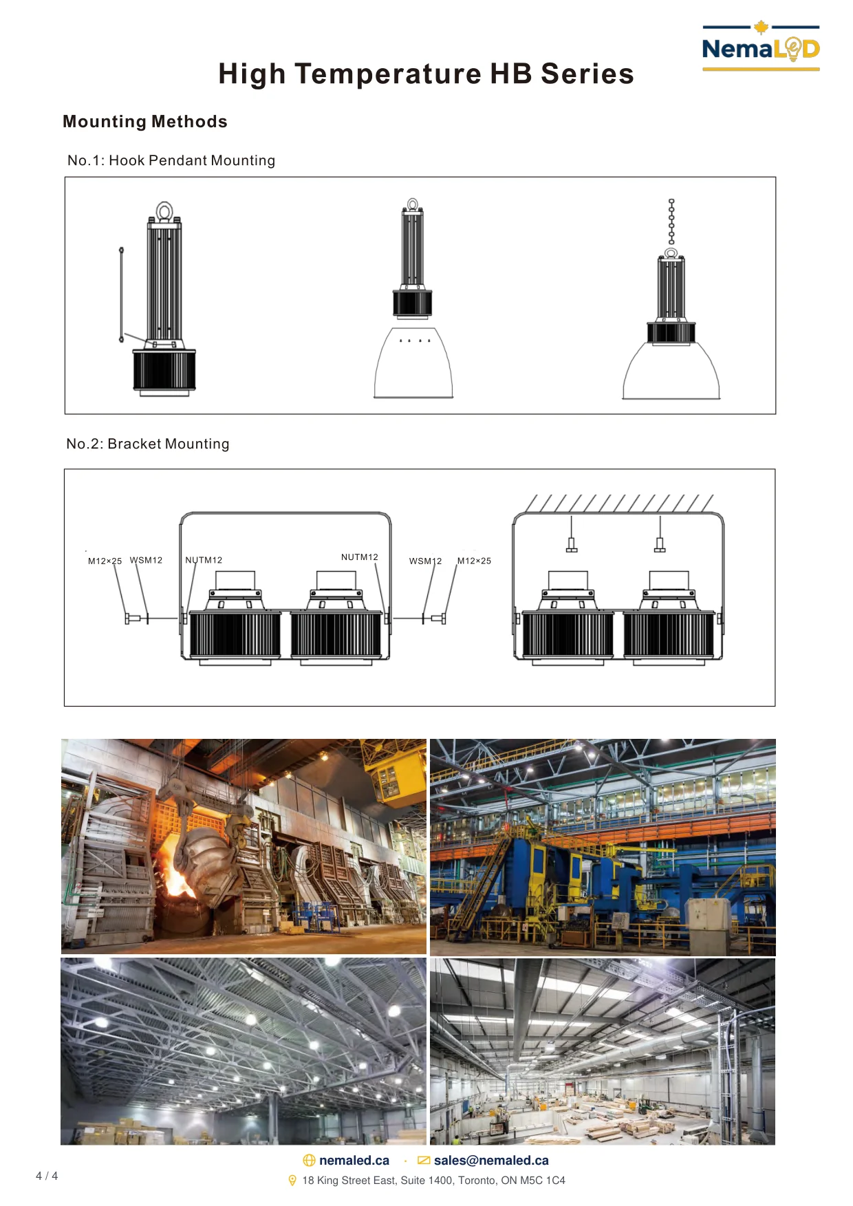 HB-A High-Temperature High Bay spec sheet — page 4 of 4