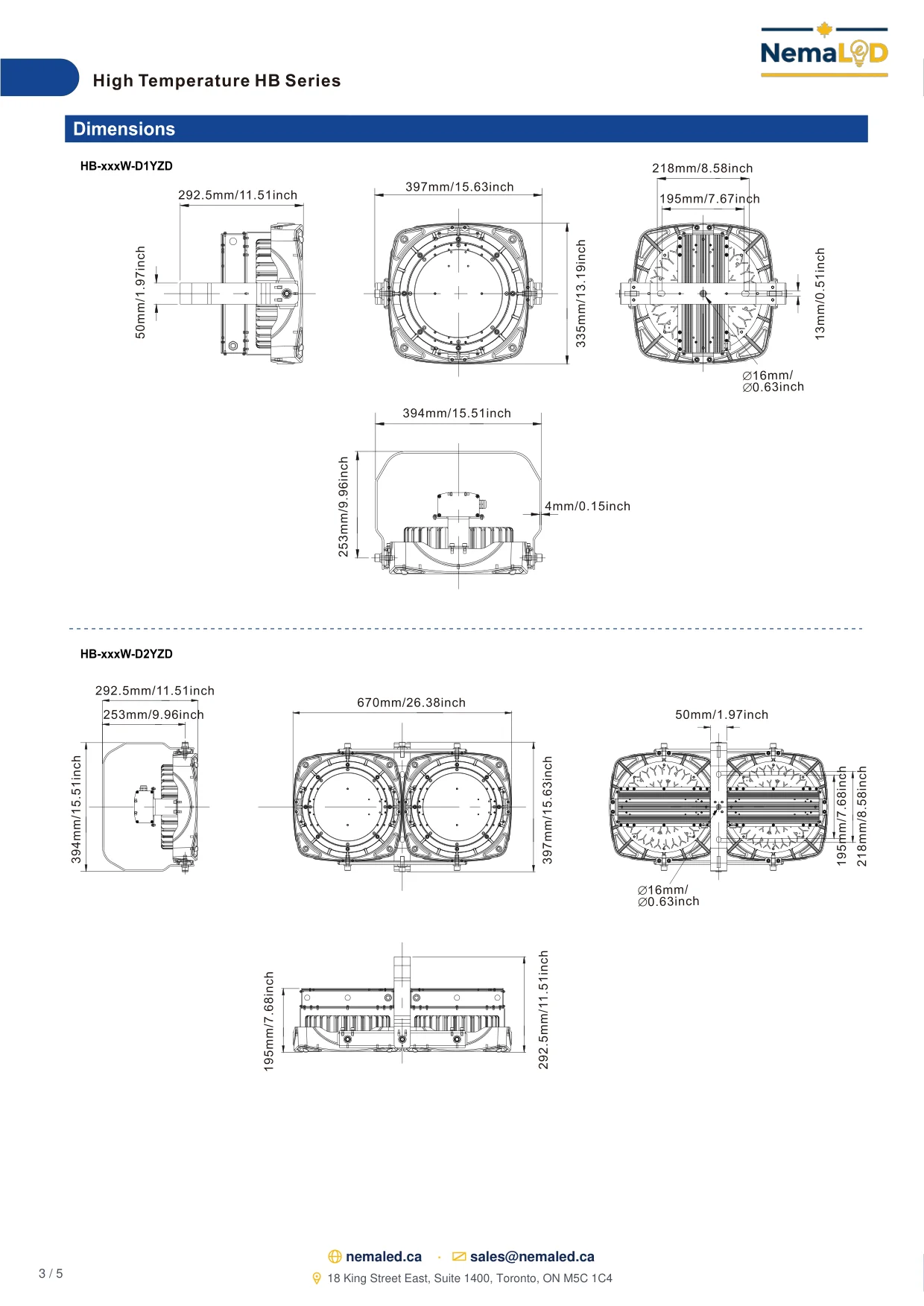 Fiche technique HB-D High-Temperature High Bay: page 3 sur 5