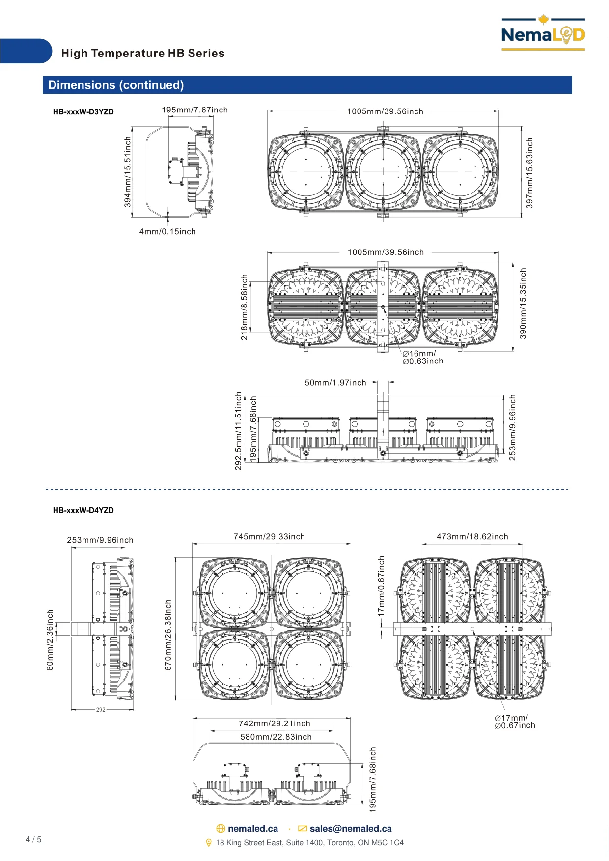 Fiche technique HB-D High-Temperature High Bay: page 4 sur 5