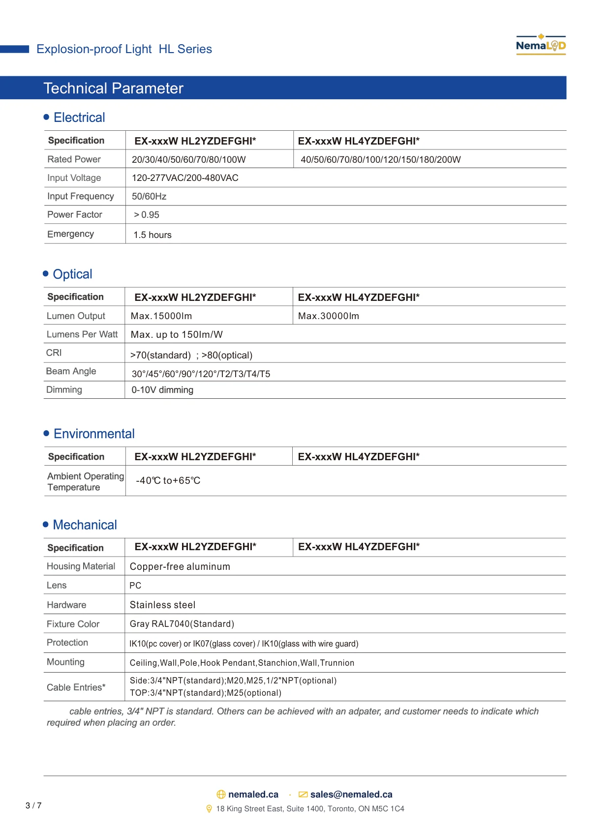EX-HL Linear spec sheet — page 4 of 8