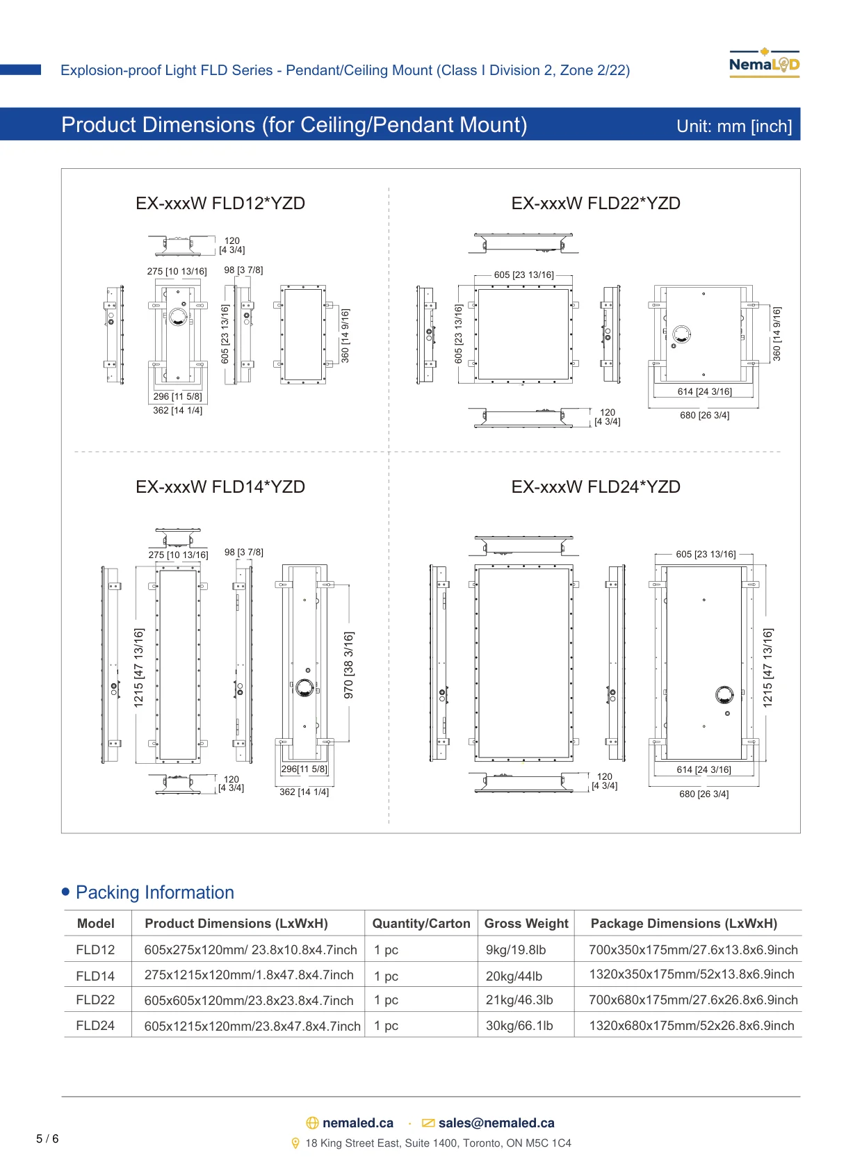 FLD Ceiling Pendant Paint Booth spec sheet — page 6 of 7