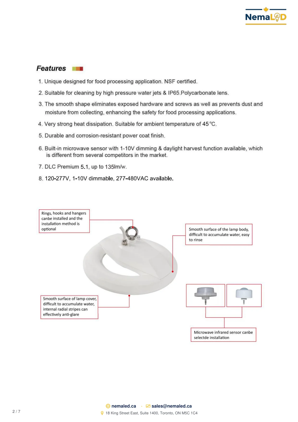 Fiche technique SWD IP69K Wash-Down High Bay: page 2 sur 7