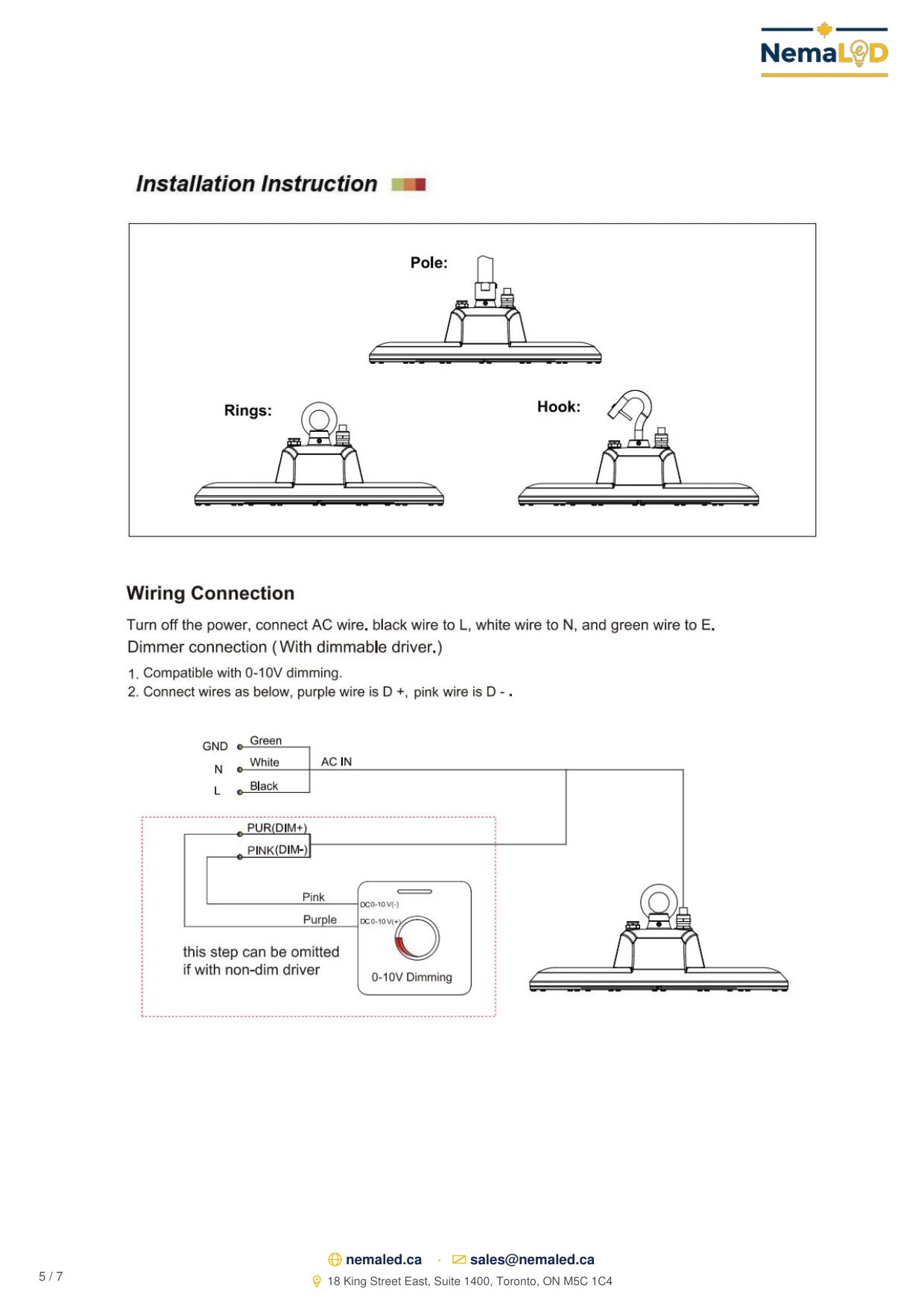 Fiche technique SWD IP69K Wash-Down High Bay: page 5 sur 7