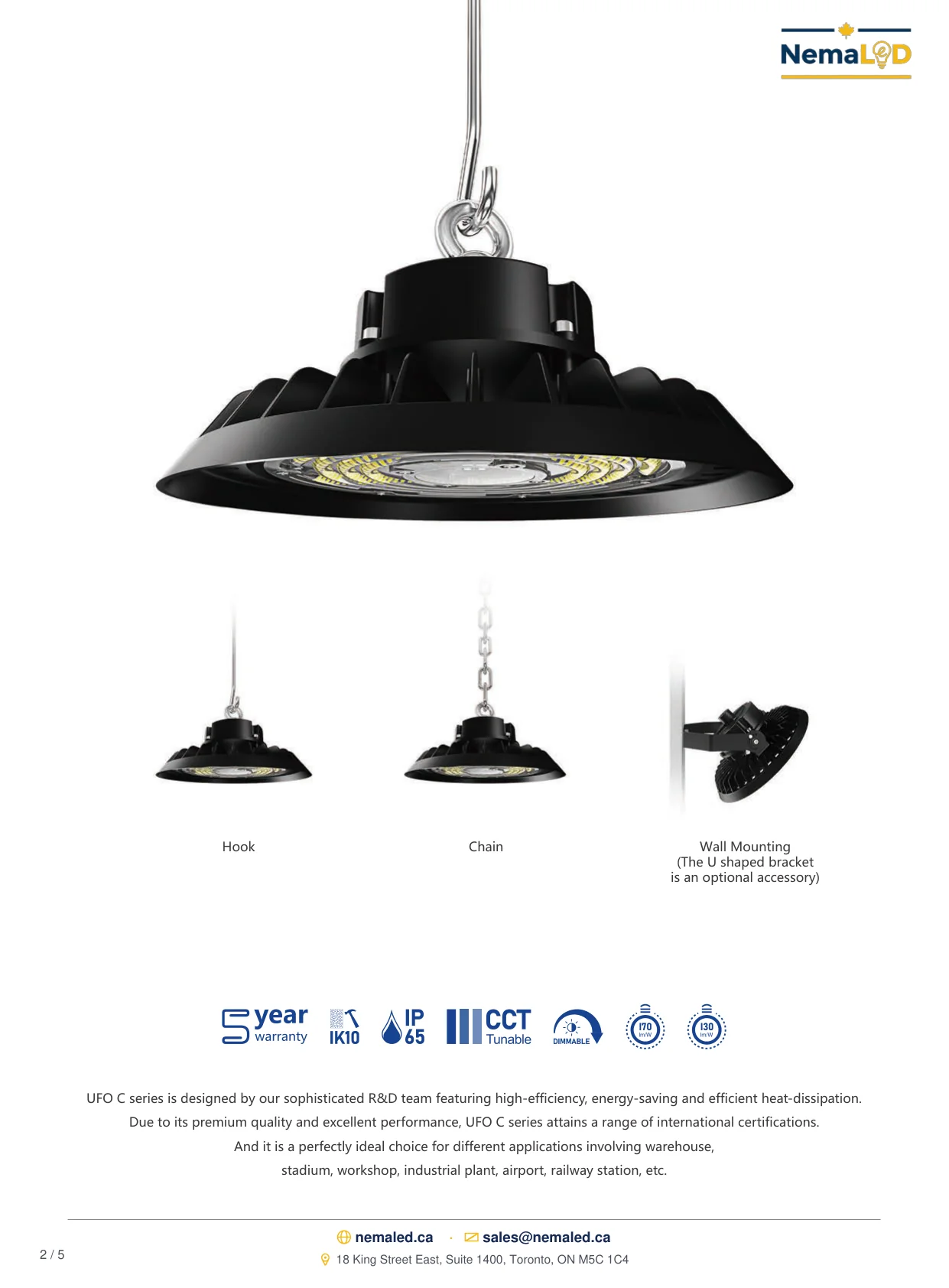 Industrial Heavy Duty UFO spec sheet — page 2 of 5