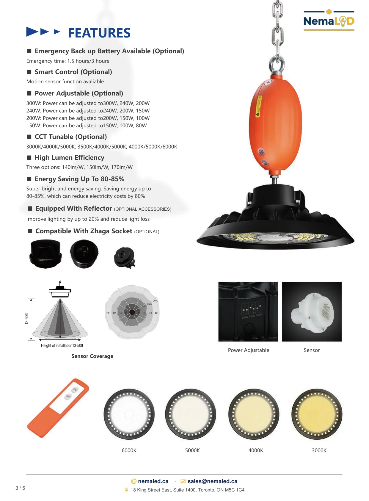 Industrial Heavy Duty UFO spec sheet — page 3 of 5